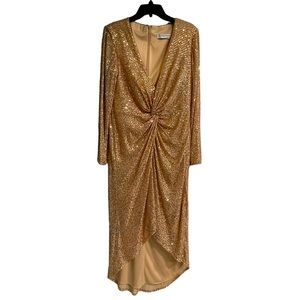 Rose Gold Sparkling Sequin. High Low Cocktail dress by MacDuggal SZ 14 new years
